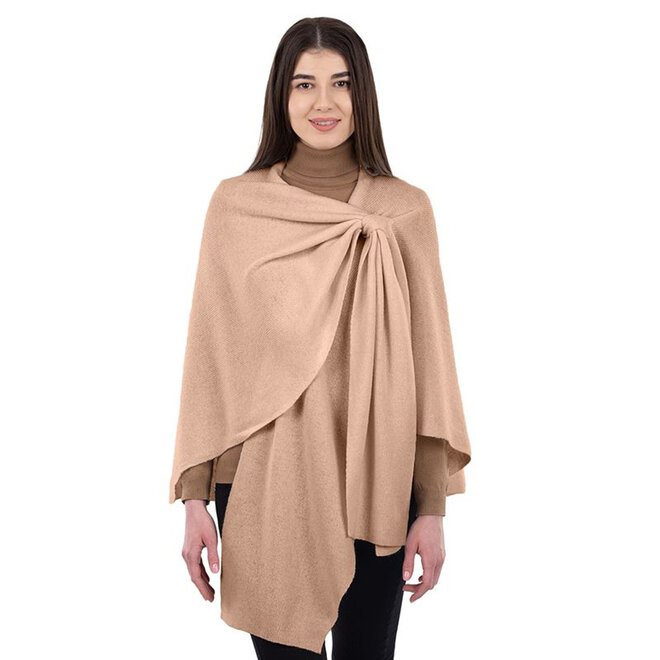 Brown Lambswool Draped Shawl