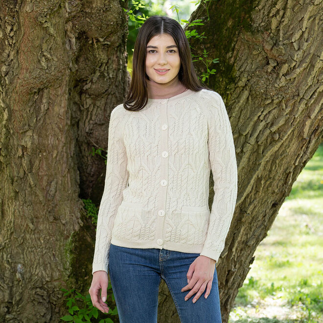 Natural Wool Button Cardigan