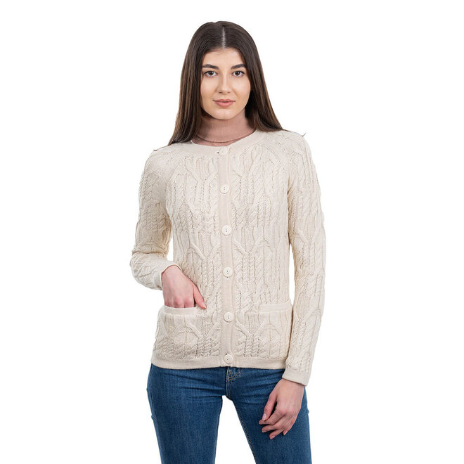 Natural Wool Button Cardigan
