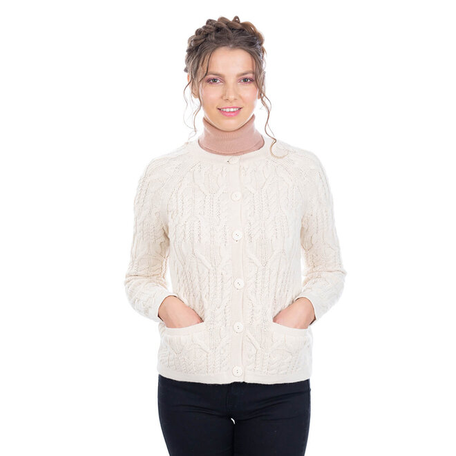 Natural Wool Button Cardigan
