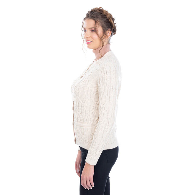 Natural Wool Button Cardigan