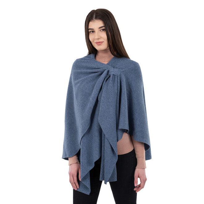 Blue Lambswool Draped Shawl