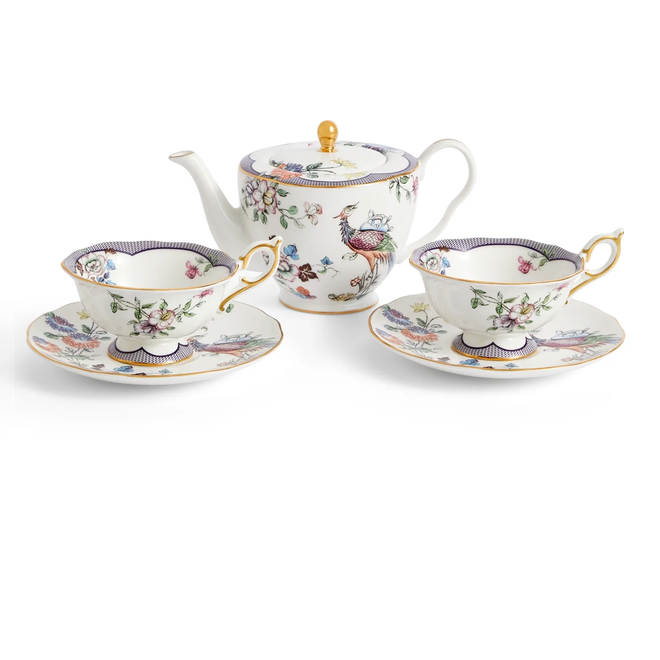 Fortune 5 Piece Tea Set (Teapot; 2 Teacups & 2 Saucers)