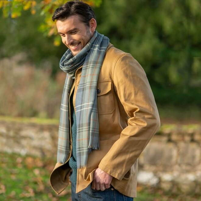 Alba Chisholm Hunting Blue Extra Fine Merino Stole