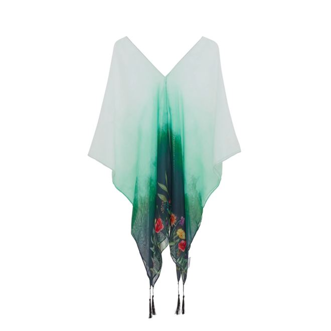 Green Wildflowers Recycled Bottle Poncho