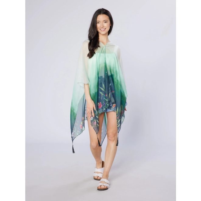 Green Wildflowers Recycled Bottle Poncho