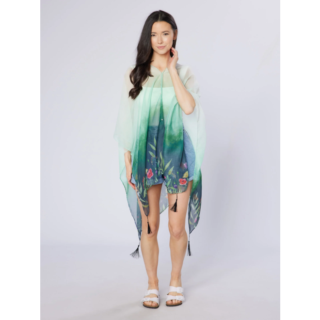 Green Wildflowers Recycled Bottle Poncho