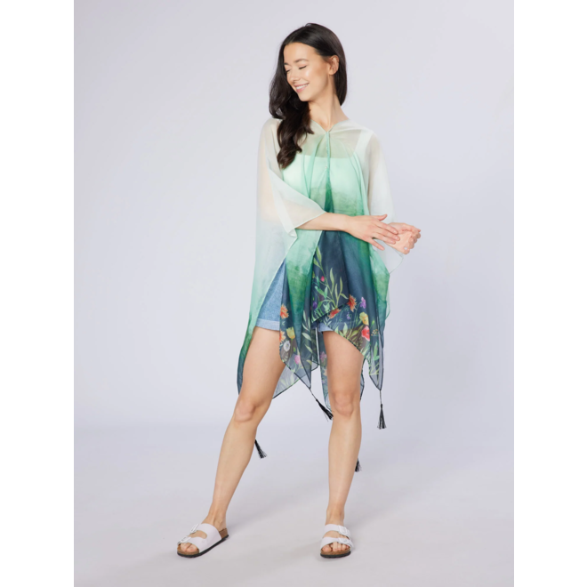 Green Wildflowers Recycled Bottle Poncho