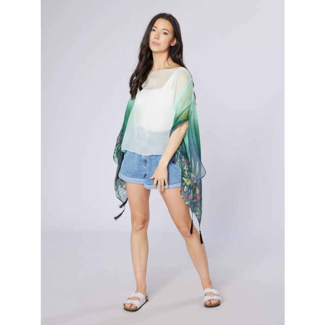 Green Wildflowers Recycled Bottle Poncho