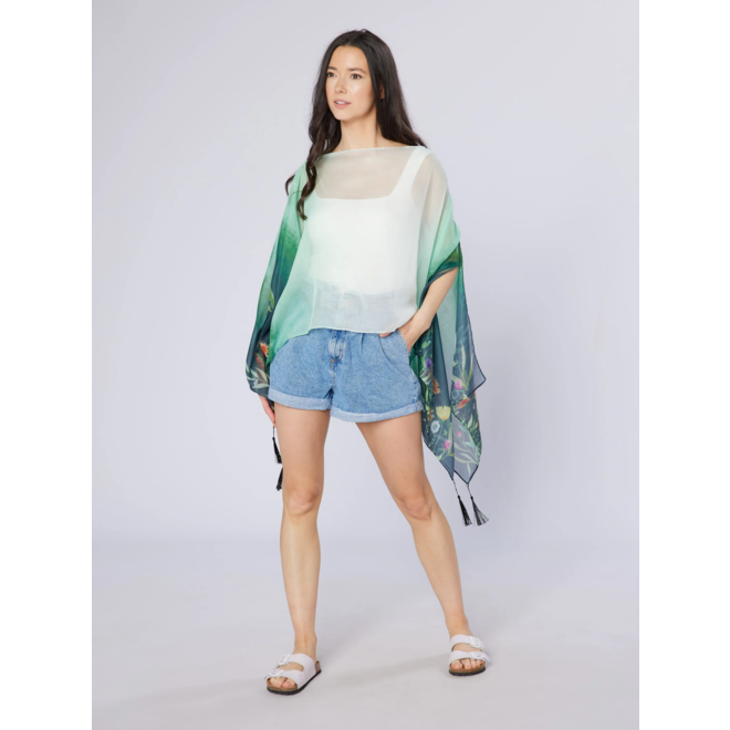 Green Wildflowers Recycled Bottle Poncho