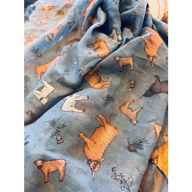 Highland Cows Recycled Bottle Scarf