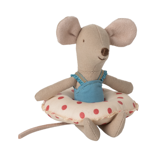 Beach Mouse with Float, Little Sister - Red Dot