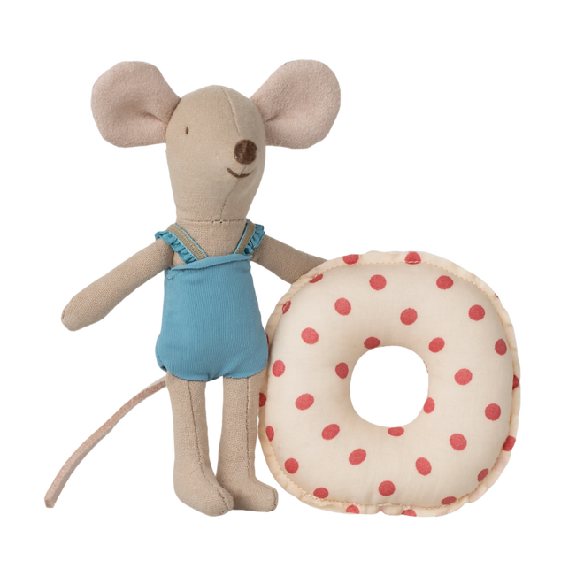 Beach Mouse with Float, Little Sister - Red Dot