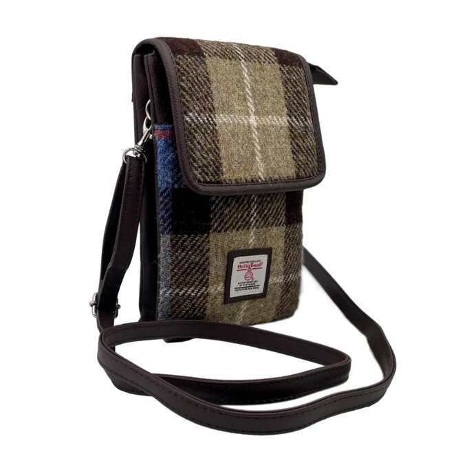 Harris Tweed Blue & Brown Check Mini Crossbody Bag