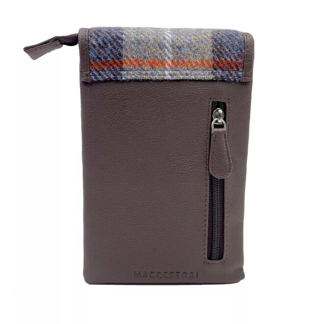 Harris Tweed Blue & Brown Check Mini Crossbody Bag