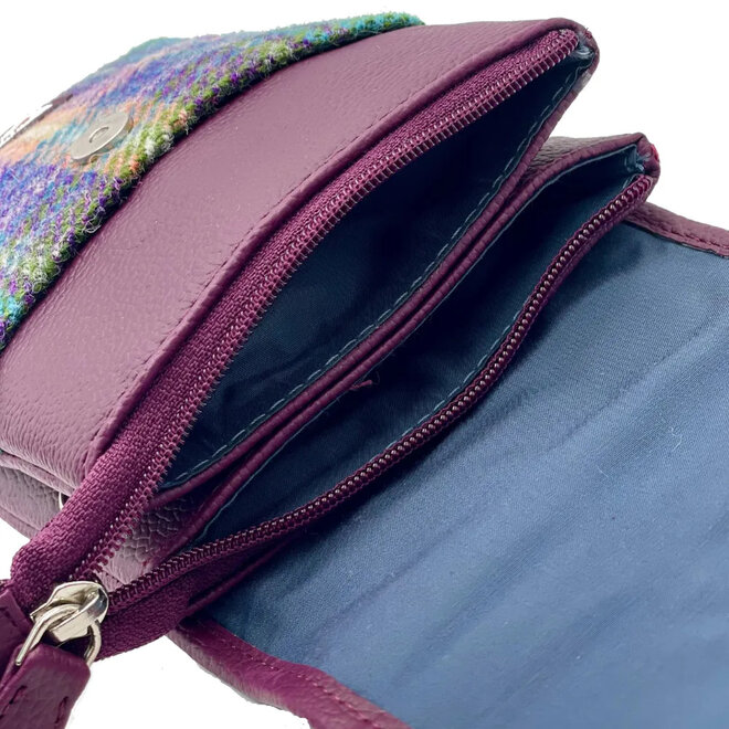 Harris Tweed Green & Purple Plaid Mini Crossbody Bag