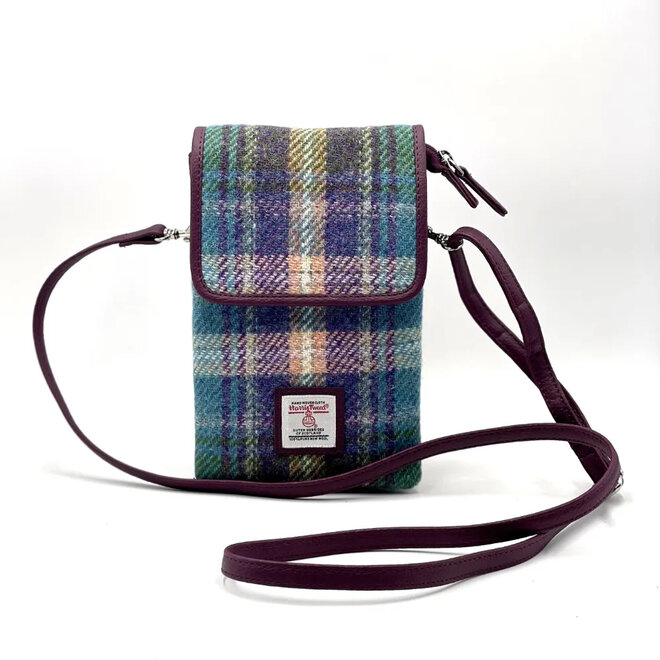 Harris Tweed Green & Purple Plaid Mini Crossbody Bag