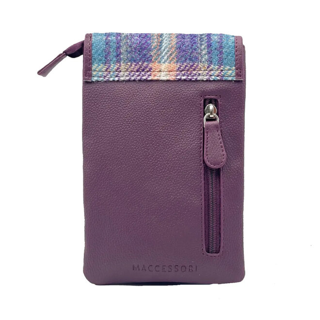 Harris Tweed Green & Purple Plaid Mini Crossbody Bag
