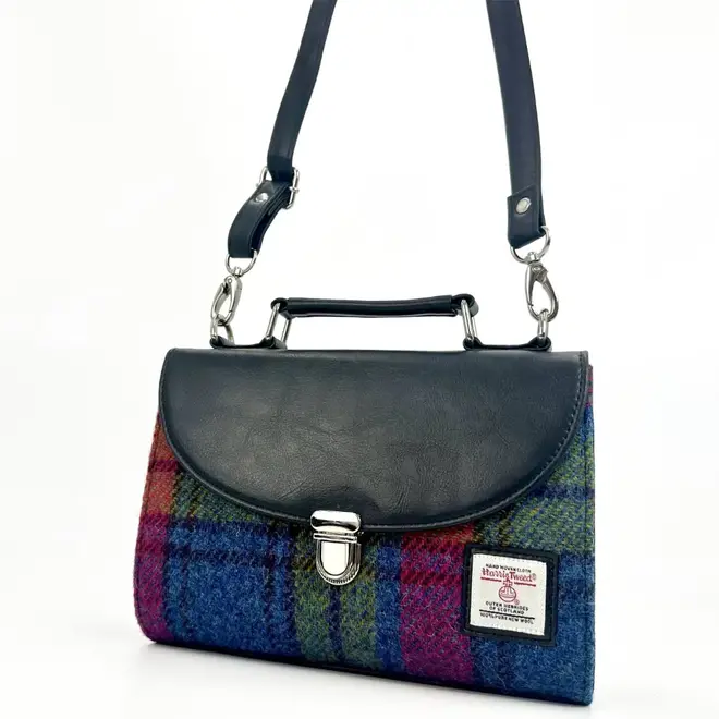 Harris Tweed Blue & Pink Check Mini Day Bag