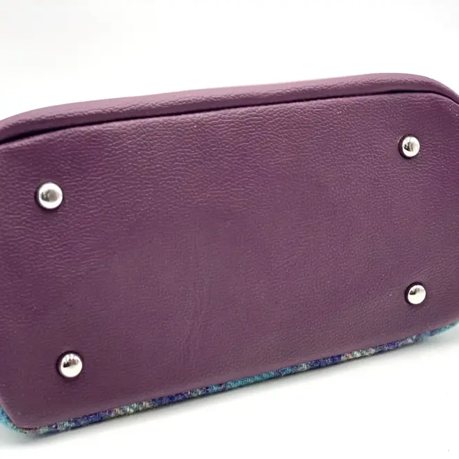 Harris Tweed Green & Purple Plaid Top Handle Bag
