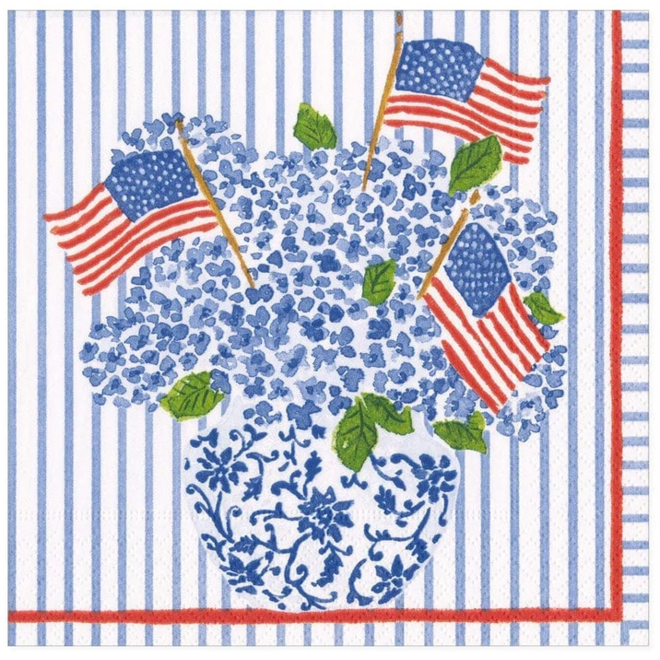 Flags & Hydrangeas Paper Luncheon Napkins