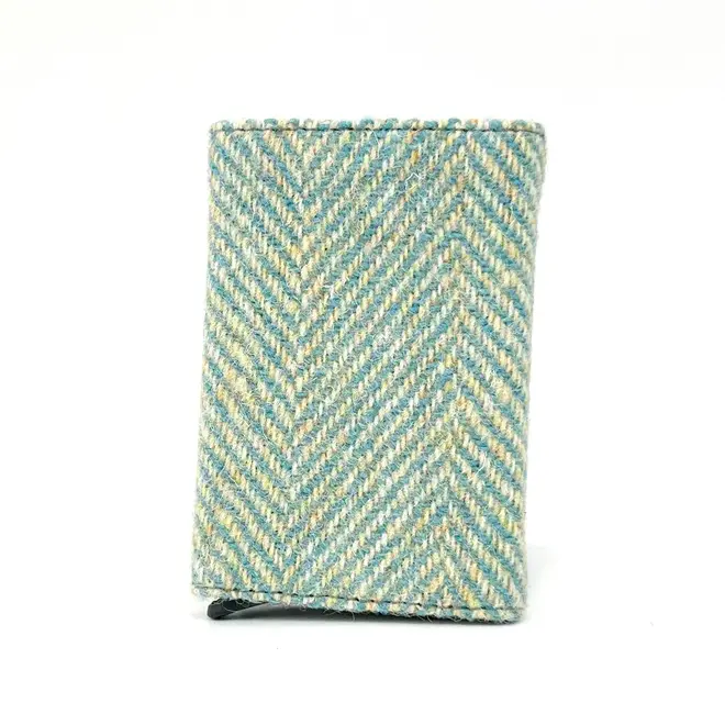 Harris Tweed Turquoise Herringbone Pop-Up Card Holder