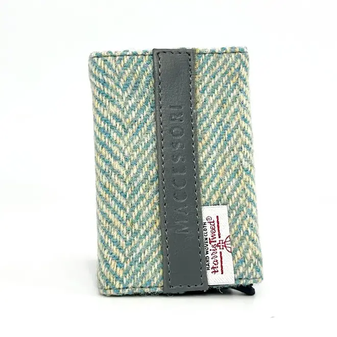 Harris Tweed Turquoise Herringbone Pop-Up Card Holder