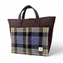 Harris Tweed Blue & Brown Check Travel Messenger Bag
