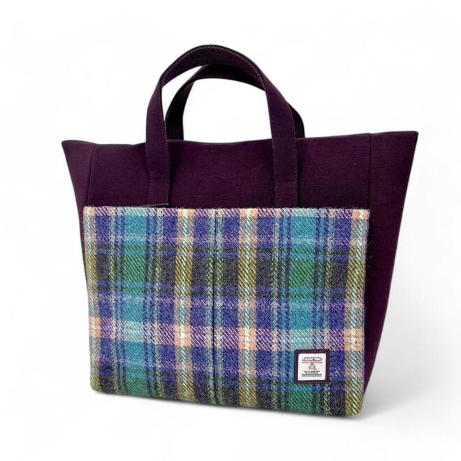 Harris Tweed Green Purple Plaid Travel Messenger Bag
