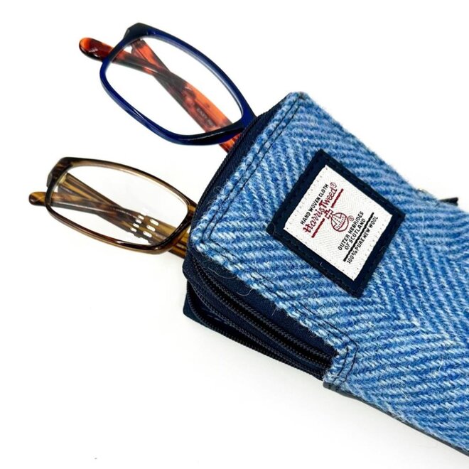 Harris Tweed Sky Blue Double Glasses Sleeve
