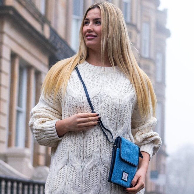 Harris Tweed Sky Blue Mini Crossbody Bag
