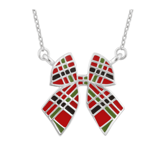 Tartan Bow Pendant Necklace