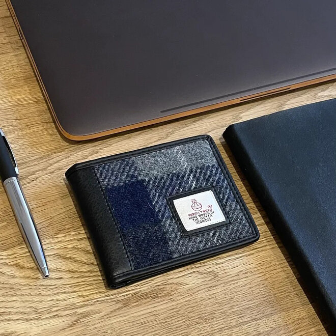 Harris Tweed Blue Check Bifold Wallet