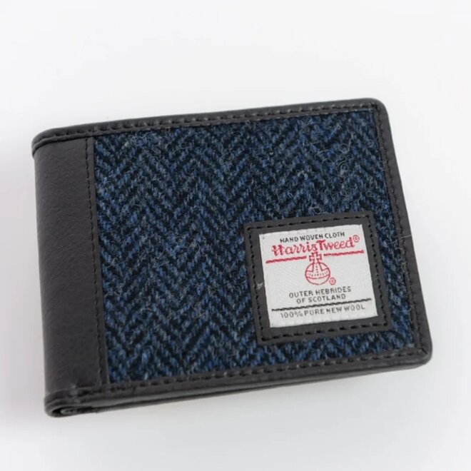 Harris Tweed Blue Herringbone Bifold Wallet