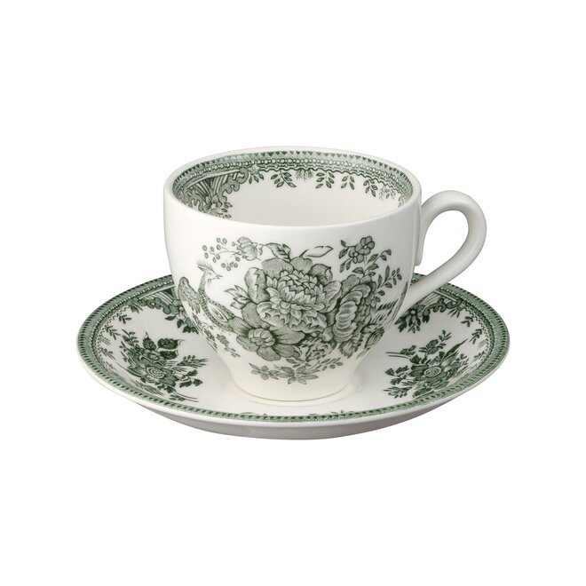 Dark Green Asiatic Pheasants Teacup & Saucer