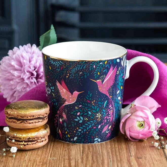 Sara Miller India Hummingbird Paradise Blue Mug