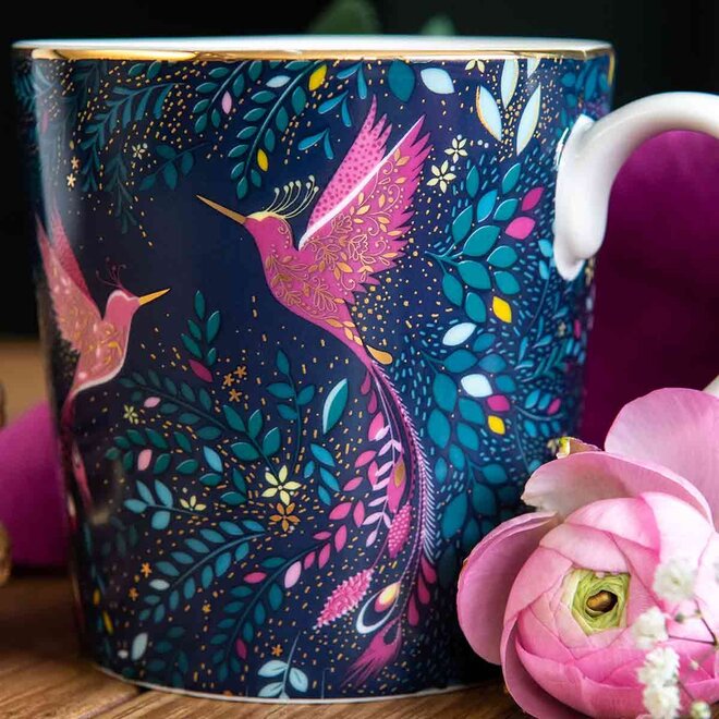 Sara Miller India Hummingbird Paradise Blue Mug