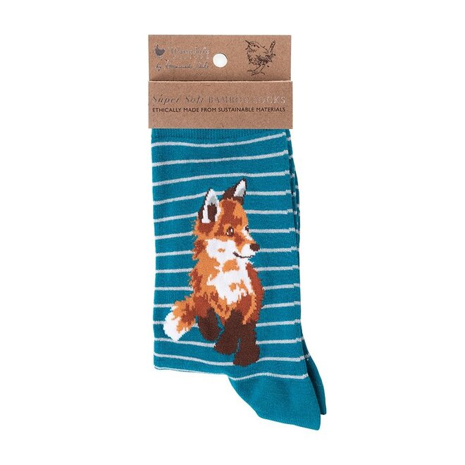'Born to Be Wild' Fox Striped Blue Women's Socks