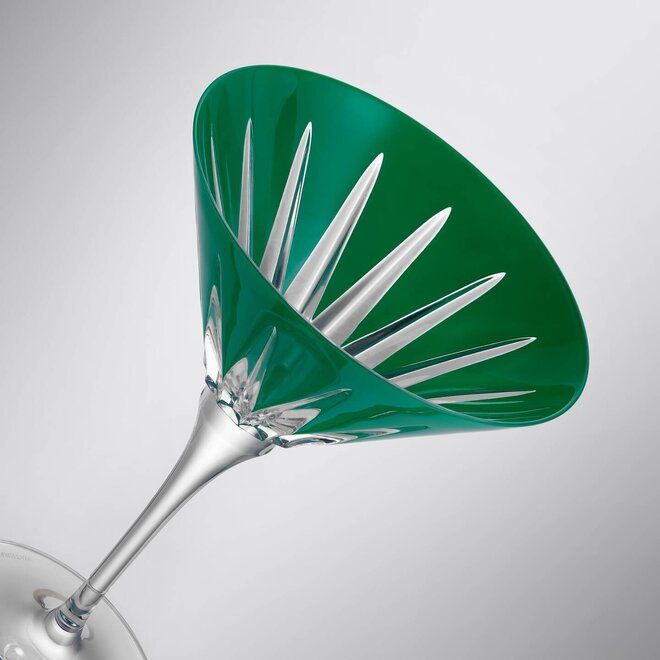 New Year Firework Green Martini Glass Pair