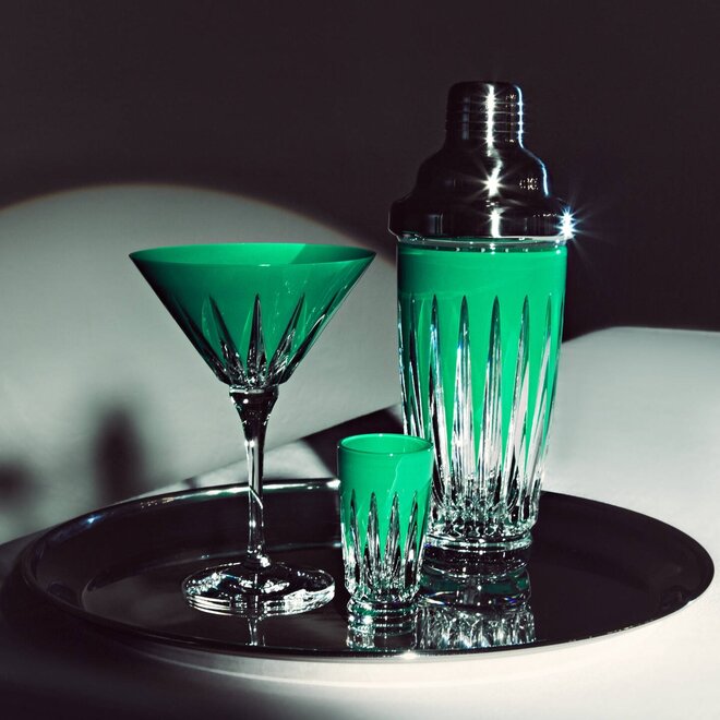 New Year Firework Green Martini Glass Pair