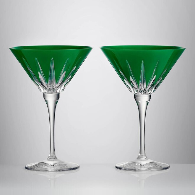 New Year Firework Green Martini Glass Pair