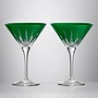 New Year Firework Green Martini Glass Pair