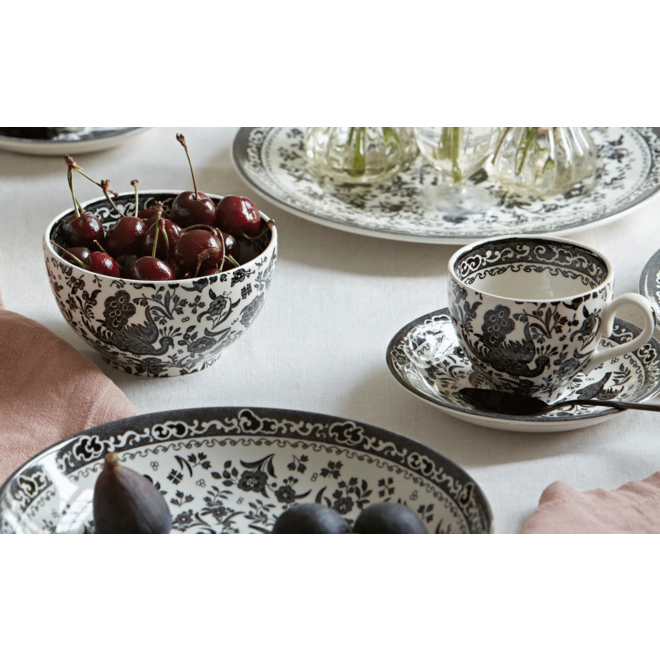 Black Regal Peacock Teacup & Saucer