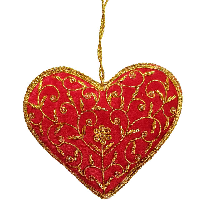 St. Nicolas Red Velvet Floral Heart