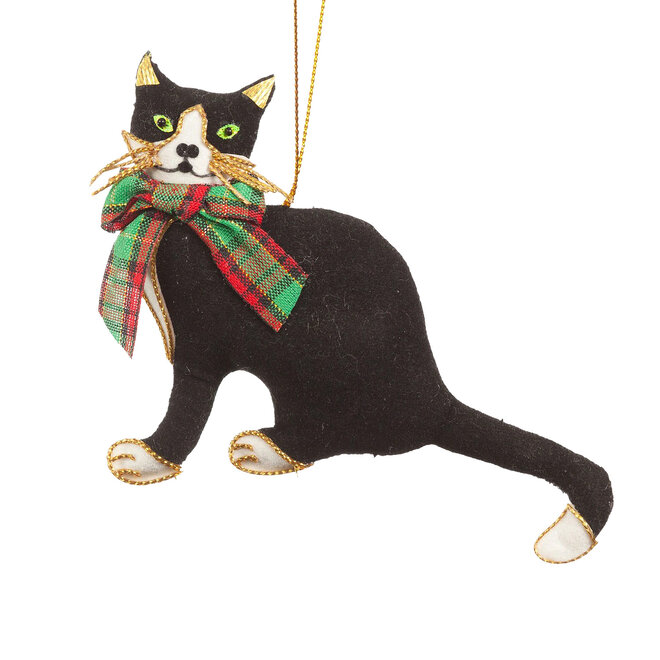 St. Nicolas Scottish Cat with Tartan Bow Ornament