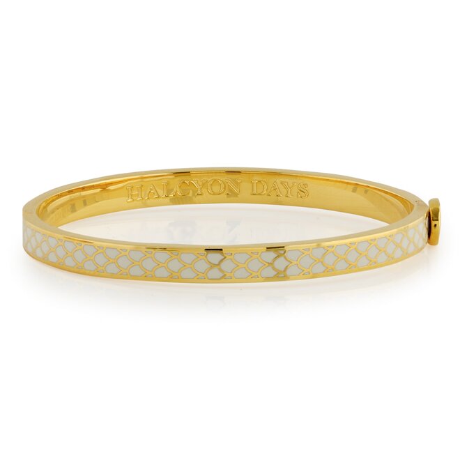 Salamander Cream & Gold Hinged Skinny Bangle