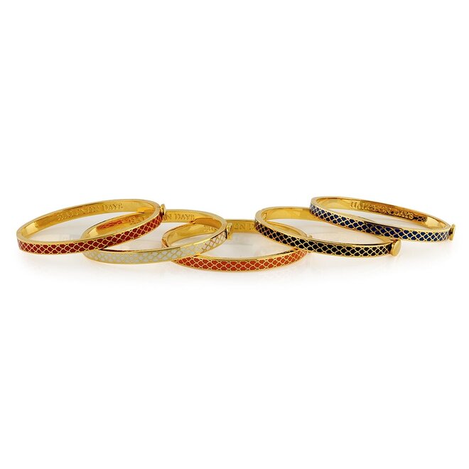 Salamander Cream & Gold Hinged Skinny Bangle