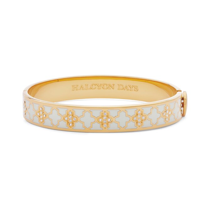 Agama Sparkle Cream & Clear Hinged Bangle