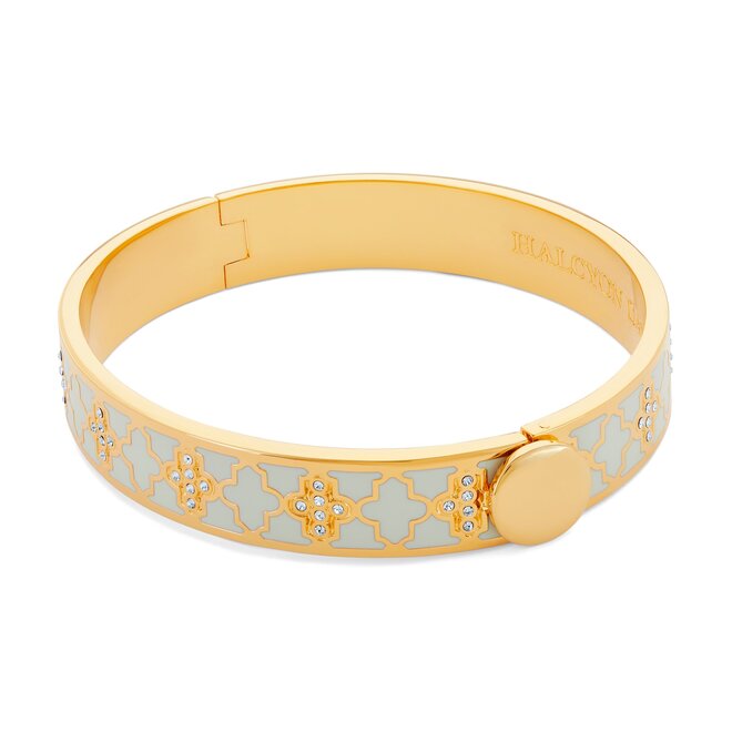 Agama Sparkle Cream & Clear Hinged Bangle