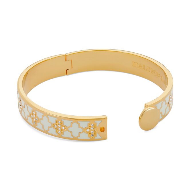 Agama Sparkle Cream & Clear Hinged Bangle